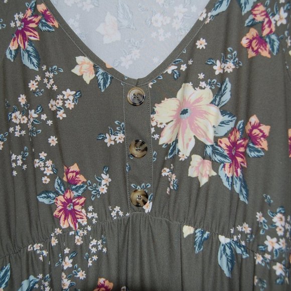 NO BO Juniors Size L (11-13), 35" Bust, Midi Floral Green Dress - Picture 7 of 7